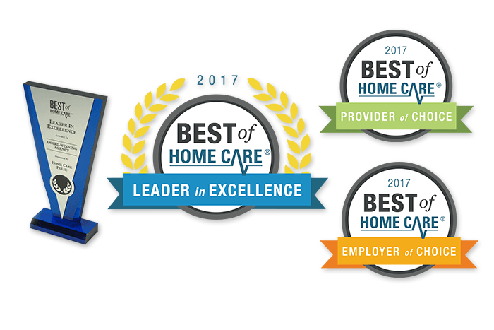 Image of Best of Home Care logos including leader in excellence, provider of choice, and employer of choice