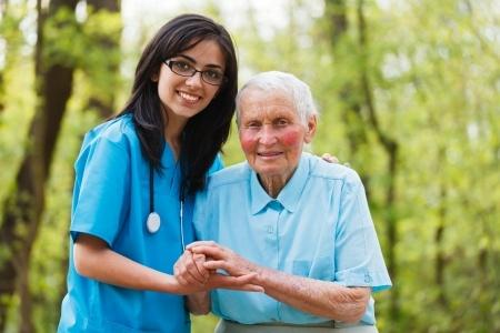Caregiver with elderly person