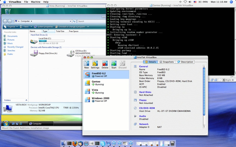 Screenshot of Virtualbox
