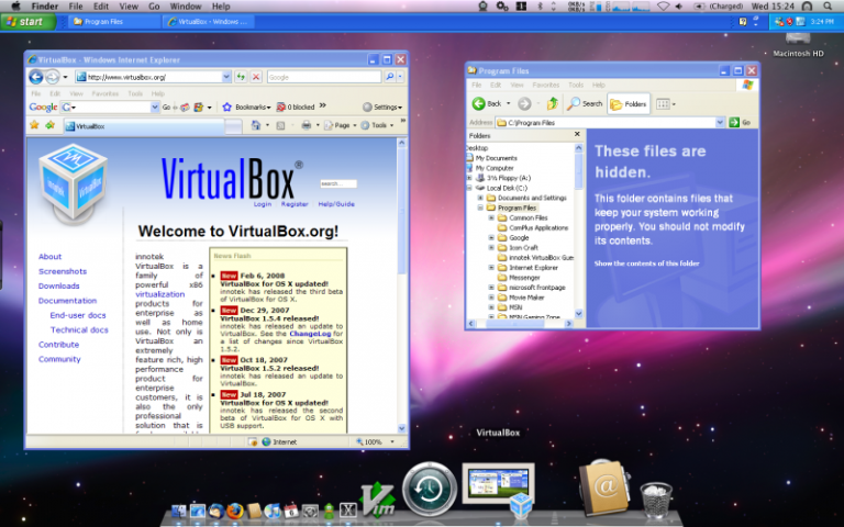 Screenshot of Virtualbox which lets Mac users access software programs via Windows
