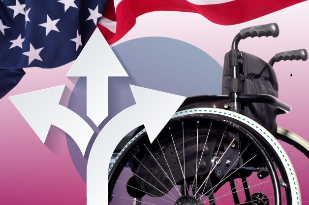 American flag, arrows, and a wheelchair on a blog about home care for veterans