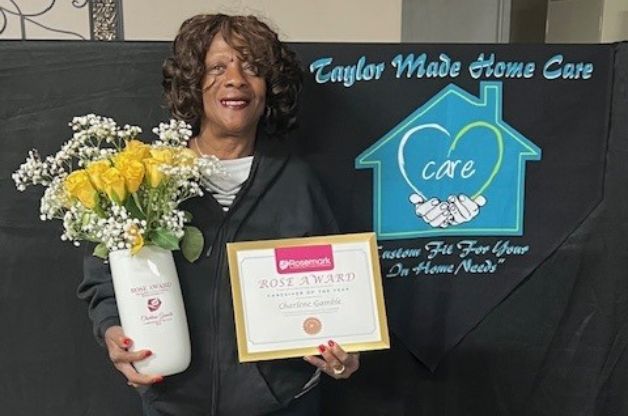 Charlene Gamble, a caregiver at Taylor Made Home care, wins Rosemark's inaugural ROSE Award for Caregiver of the Year