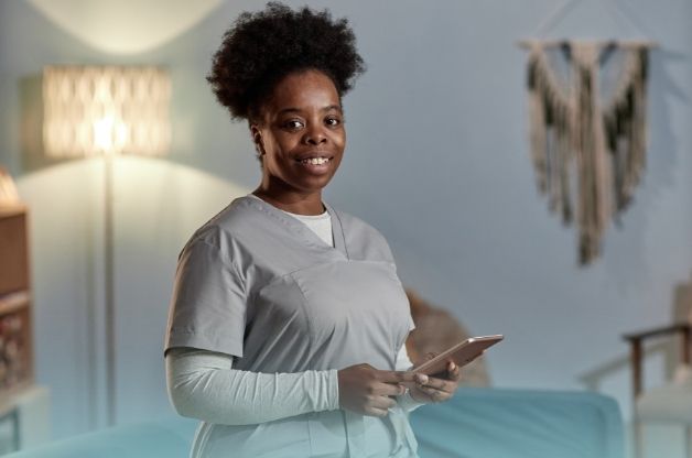 Home care agency care staff using smartphone to manage VA claim denials